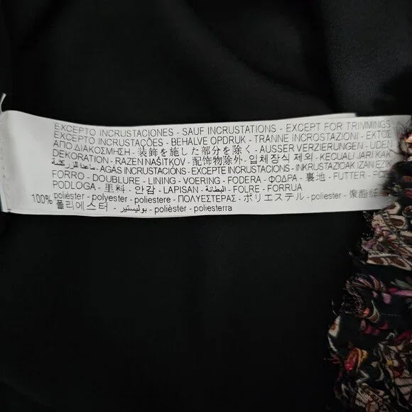 ZARA New Paisley Floral Print Metallic Boho Tiered Full Black Midi Skirt - Picture 10 of 13